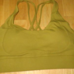 Lykoxa Strappy Sports Bra w/Removable Cups, Olive, Small